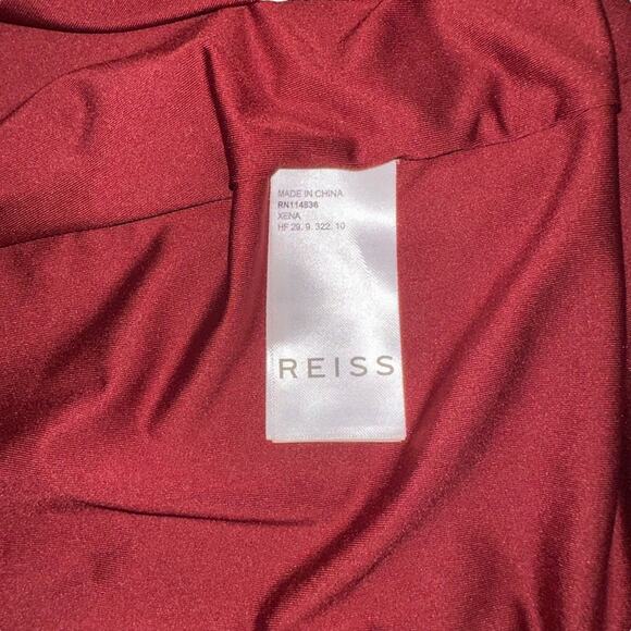NEW Reiss Xena Strappy Dark Red Open Back Plunge Neck Midi Dress US 8 - Picture 6 of 11